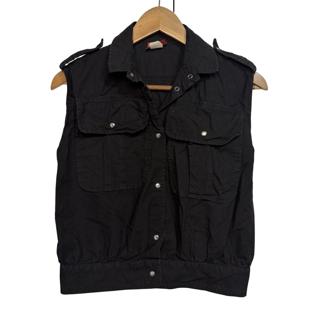 Sports Power International Womens Black Cotton‎ Military Utility Vest Small 90s